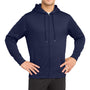 Sport-Tek Mens Sport-Wick Moisture Wicking Fleece Full Zip Hooded Sweatshirt Hoodie w/ Pouch Pocket - Navy Blue