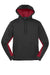 Sport-Tek ST239 Mens Sport-Wick CamoHex Moisture Wicking Fleece Hooded Sweatshirt Hoodie w/ Pouch Pocket Black/Deep Red Flat Front