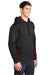 Sport-Tek ST239 Mens Sport-Wick CamoHex Moisture Wicking Fleece Hooded Sweatshirt Hoodie w/ Pouch Pocket Black/Deep Red Model 3q