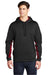 Sport-Tek ST239 Mens Sport-Wick CamoHex Moisture Wicking Fleece Hooded Sweatshirt Hoodie w/ Pouch Pocket Black/Deep Red Model Front