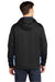 Sport-Tek ST239 Mens Sport-Wick CamoHex Moisture Wicking Fleece Hooded Sweatshirt Hoodie w/ Pouch Pocket Black/True Royal Blue Model Back