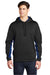 Sport-Tek ST239 Mens Sport-Wick CamoHex Moisture Wicking Fleece Hooded Sweatshirt Hoodie w/ Pouch Pocket Black/True Royal Blue Model Front