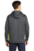 Sport-Tek ST239 Mens Sport-Wick CamoHex Moisture Wicking Fleece Hooded Sweatshirt Hoodie w/ Pouch Pocket Dark Smoke Grey/Lime Shock Green Model Back