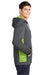 Sport-Tek ST239 Mens Sport-Wick CamoHex Moisture Wicking Fleece Hooded Sweatshirt Hoodie w/ Pouch Pocket Dark Smoke Grey/Lime Shock Green Model Side