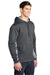 Sport-Tek ST239 Mens Sport-Wick CamoHex Moisture Wicking Fleece Hooded Sweatshirt Hoodie w/ Pouch Pocket Dark Smoke Grey/White Model 3q