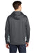 Sport-Tek ST239 Mens Sport-Wick CamoHex Moisture Wicking Fleece Hooded Sweatshirt Hoodie w/ Pouch Pocket Dark Smoke Grey/White Model Back