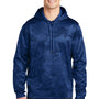 Sport-Tek Mens Sport-Wick CamoHex Moisture Wicking Fleece Hooded Sweatshirt Hoodie w/ Pouch Pocket - True Royal Blue