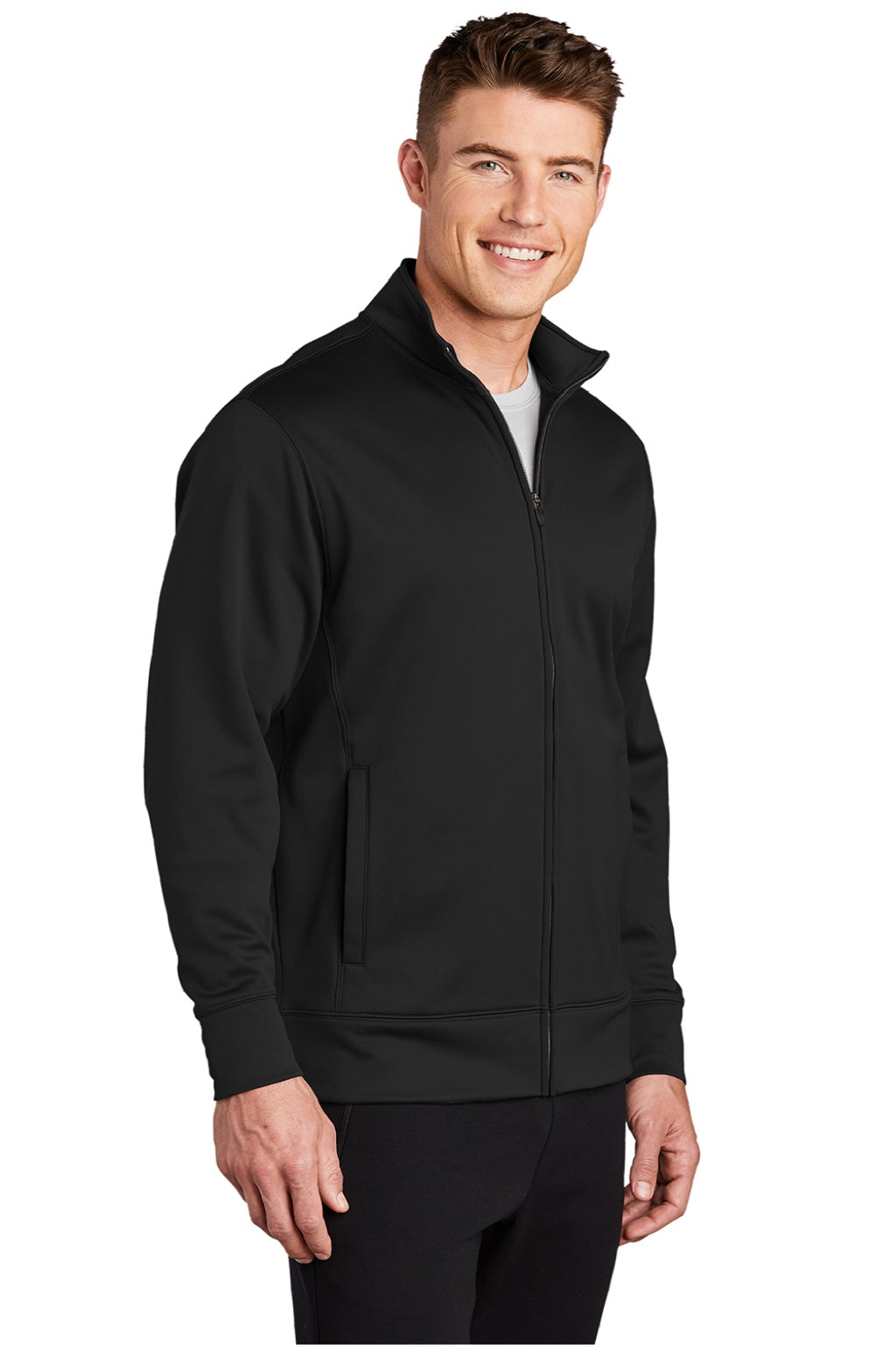 Sport-Tek ST241 Mens Sport-Wick Moisture Wicking Fleece Full Zip Sweatshirt w/ Pockets Black Model 3q