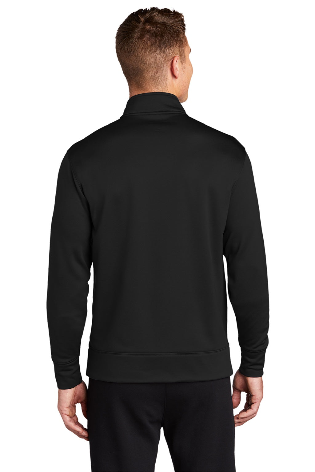 Sport-Tek ST241 Mens Sport-Wick Moisture Wicking Fleece Full Zip Sweatshirt w/ Pockets Black Model Back