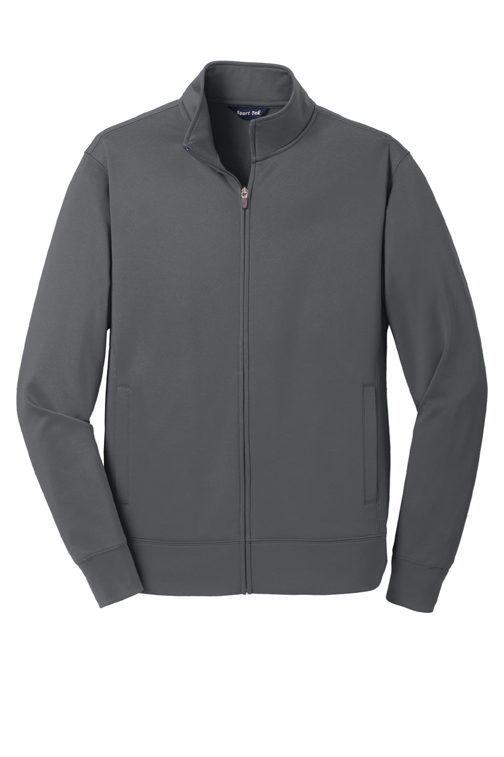Sport-Tek ST241 Mens Sport-Wick Moisture Wicking Fleece Full Zip Sweatshirt w/ Pockets Dark Smoke Grey Flat Front