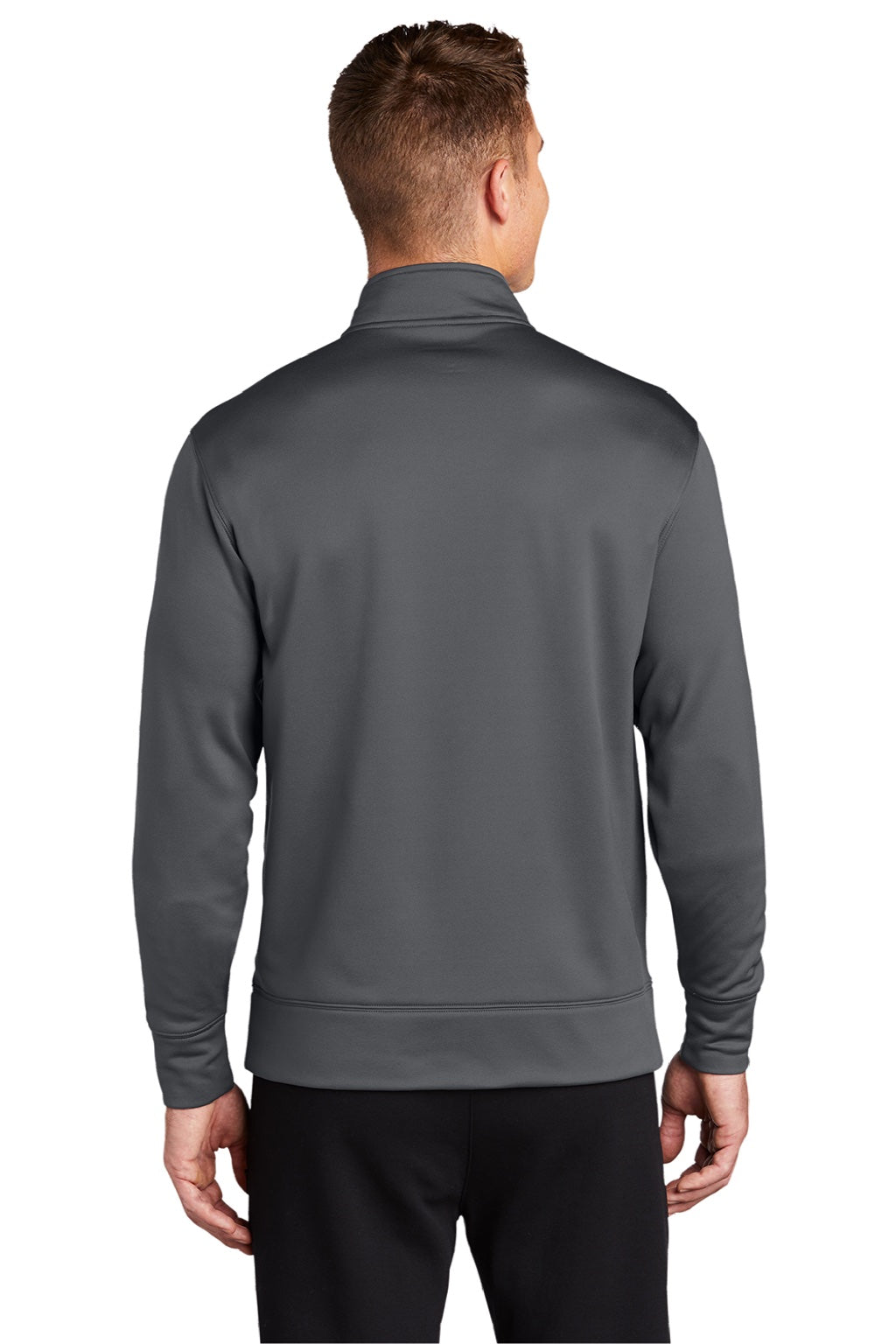 Sport-Tek ST241 Mens Sport-Wick Moisture Wicking Fleece Full Zip Sweatshirt w/ Pockets Dark Smoke Grey Model Back