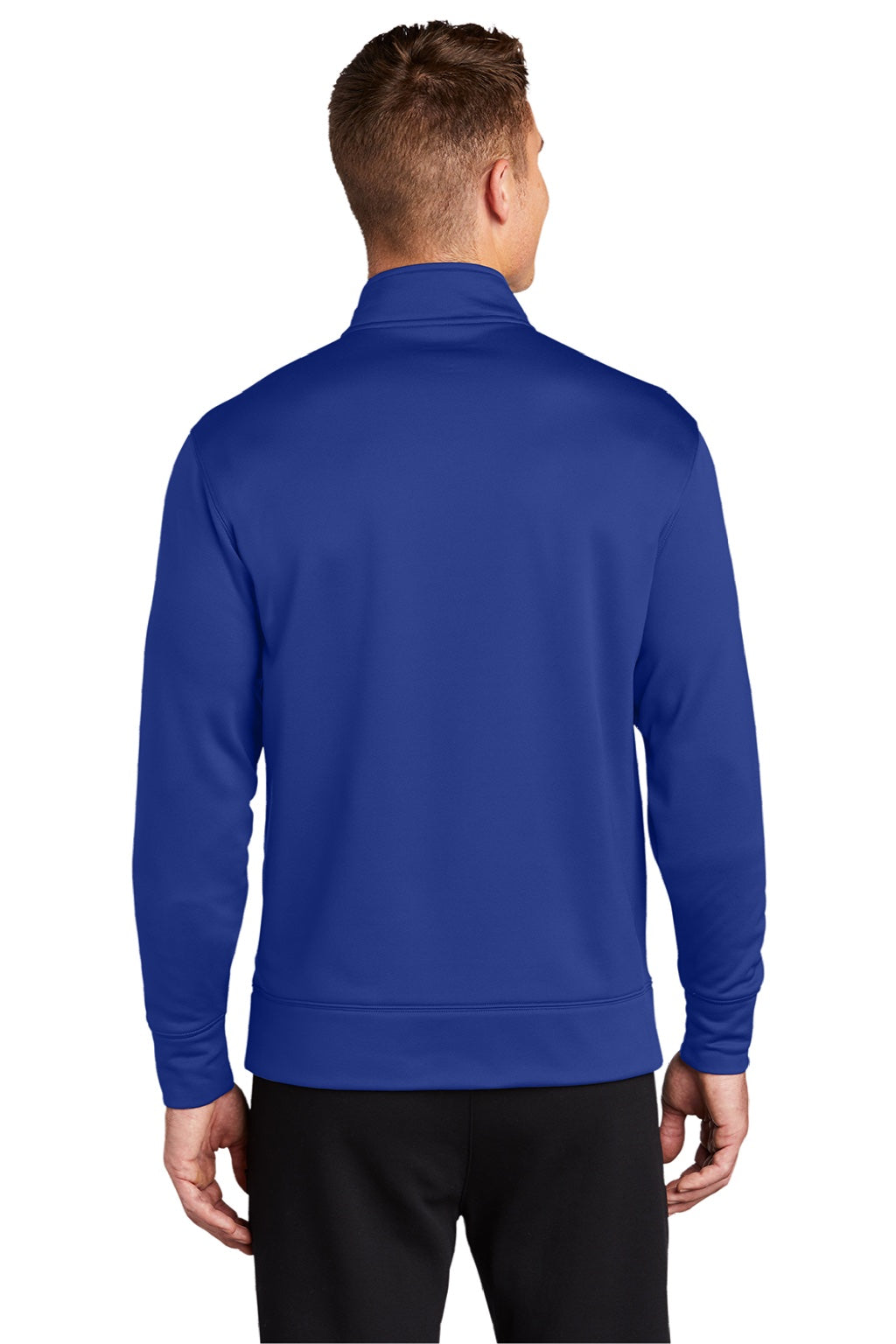 Sport-Tek ST241 Mens Sport-Wick Moisture Wicking Fleece Full Zip Sweatshirt w/ Pockets True Royal Blue Model Back