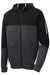 Sport-Tek ST245 Mens Moisture Wicking Full Zip Tech Fleece Hooded Jacket Black/Heather Graphite Grey/White Flat Front