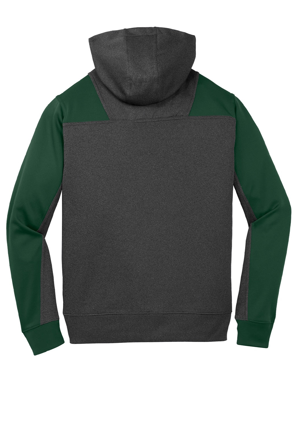 Sport-Tek ST249 Mens Tech Moisture Wicking Fleece 1/4 Zip Hooded Sweatshirt Hoodie w/ Patch Pocket Heather Graphite Grey/Forest Green Flat Back