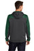 Sport-Tek ST249 Mens Tech Moisture Wicking Fleece 1/4 Zip Hooded Sweatshirt Hoodie w/ Patch Pocket Heather Graphite Grey/Forest Green Model Back