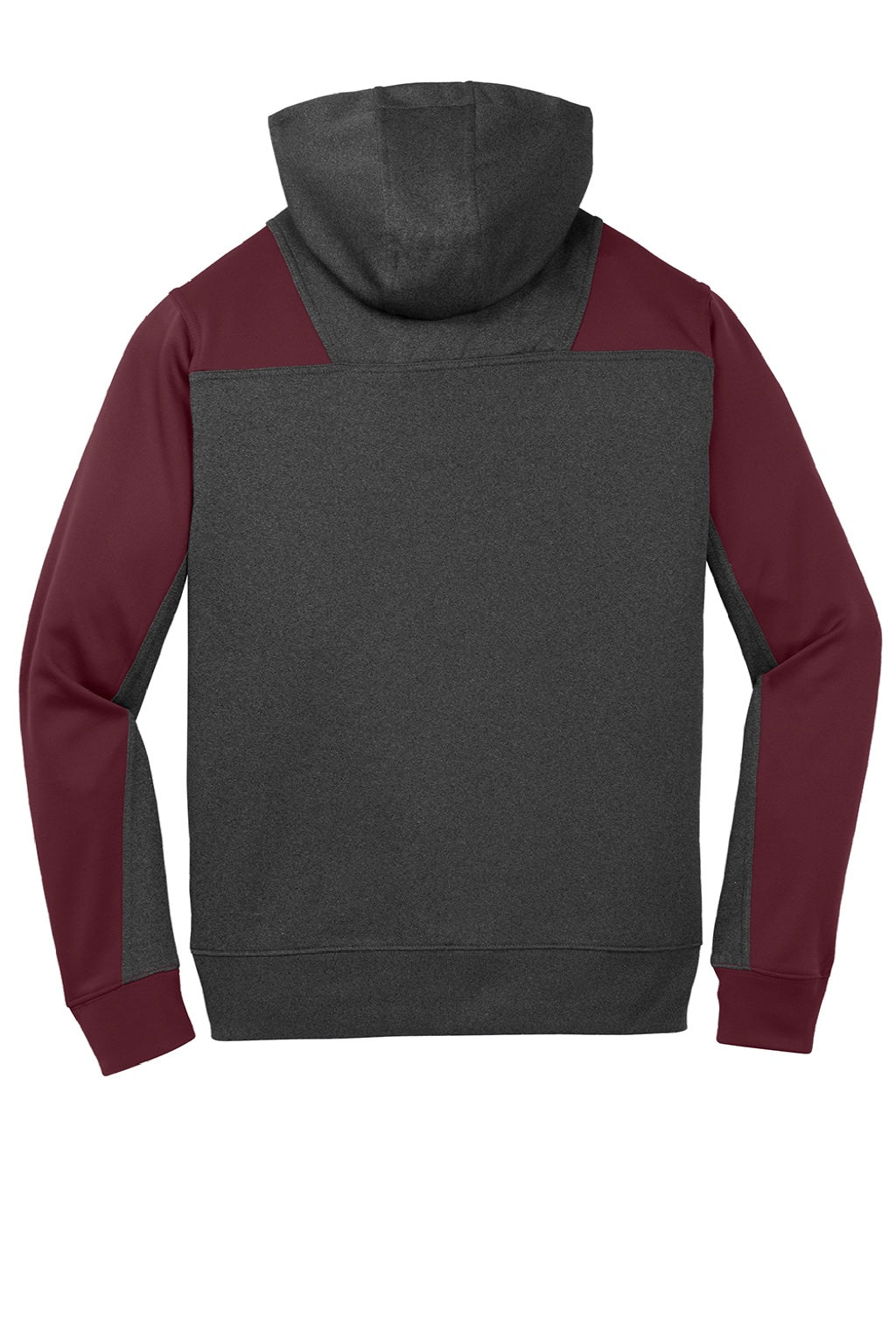 Sport-Tek ST249 Mens Tech Moisture Wicking Fleece 1/4 Zip Hooded Sweatshirt Hoodie w/ Patch Pocket Heather Graphite Grey/Maroon Flat Back