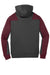 Sport-Tek ST249 Mens Tech Moisture Wicking Fleece 1/4 Zip Hooded Sweatshirt Hoodie w/ Patch Pocket Heather Graphite Grey/Maroon Flat Back