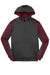 Sport-Tek ST249 Mens Tech Moisture Wicking Fleece 1/4 Zip Hooded Sweatshirt Hoodie w/ Patch Pocket Heather Graphite Grey/Maroon Flat Front