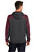Sport-Tek ST249 Mens Tech Moisture Wicking Fleece 1/4 Zip Hooded Sweatshirt Hoodie w/ Patch Pocket Heather Graphite Grey/Maroon Model Back