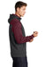 Sport-Tek ST249 Mens Tech Moisture Wicking Fleece 1/4 Zip Hooded Sweatshirt Hoodie w/ Patch Pocket Heather Graphite Grey/Maroon Model Side