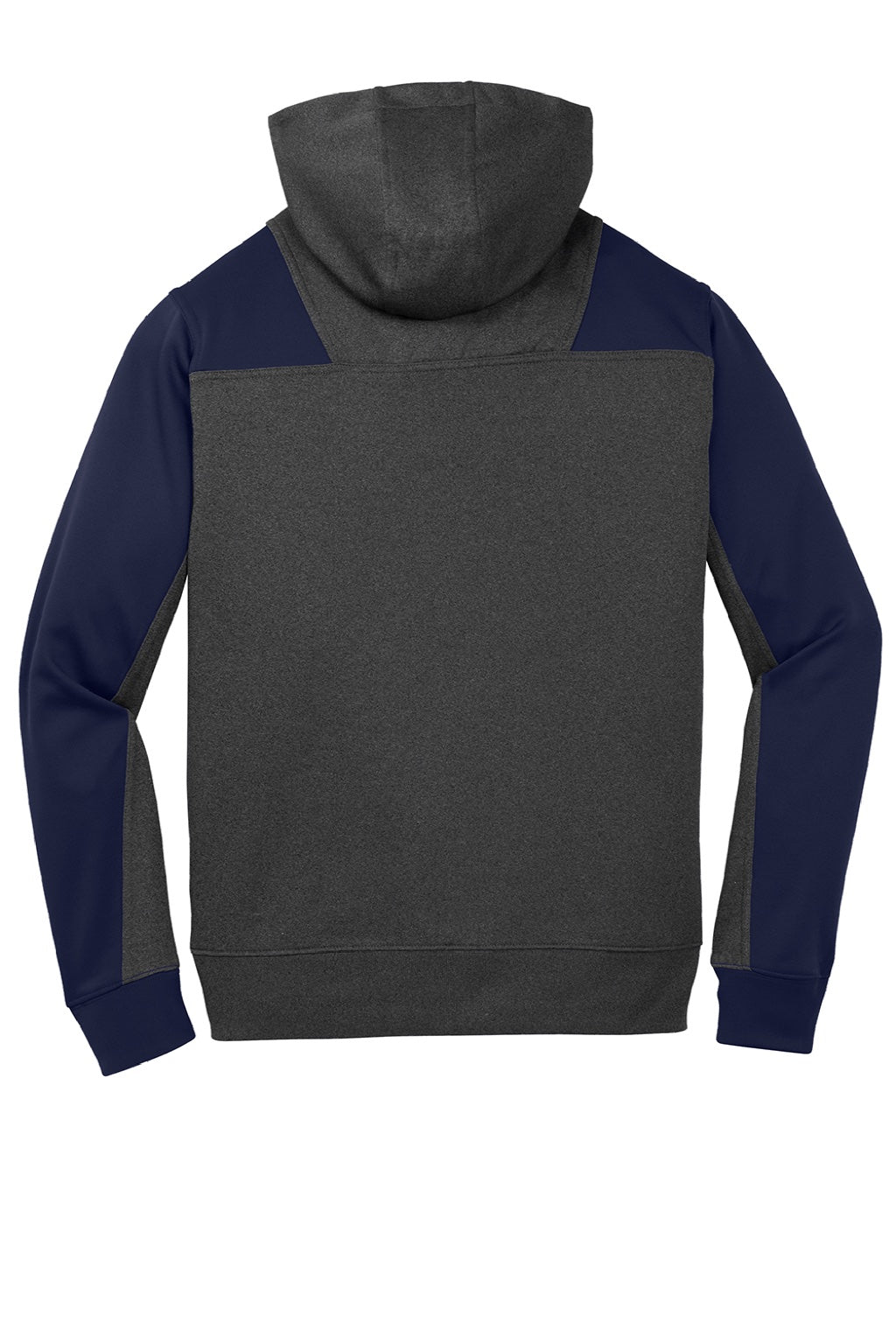 Sport-Tek ST249 Mens Tech Moisture Wicking Fleece 1/4 Zip Hooded Sweatshirt Hoodie w/ Patch Pocket Heather Graphite Grey/True Navy Blue Flat Back