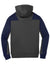 Sport-Tek ST249 Mens Tech Moisture Wicking Fleece 1/4 Zip Hooded Sweatshirt Hoodie w/ Patch Pocket Heather Graphite Grey/True Navy Blue Flat Back