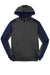 Sport-Tek ST249 Mens Tech Moisture Wicking Fleece 1/4 Zip Hooded Sweatshirt Hoodie w/ Patch Pocket Heather Graphite Grey/True Navy Blue Flat Front