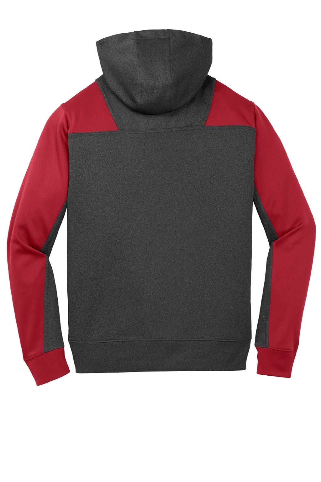 Sport-Tek ST249 Mens Tech Moisture Wicking Fleece 1/4 Zip Hooded Sweatshirt Hoodie w/ Patch Pocket Heather Graphite Grey/True Red Flat Back
