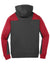 Sport-Tek ST249 Mens Tech Moisture Wicking Fleece 1/4 Zip Hooded Sweatshirt Hoodie w/ Patch Pocket Heather Graphite Grey/True Red Flat Back