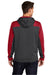 Sport-Tek ST249 Mens Tech Moisture Wicking Fleece 1/4 Zip Hooded Sweatshirt Hoodie w/ Patch Pocket Heather Graphite Grey/True Red Model Back
