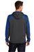 Sport-Tek ST249 Mens Tech Moisture Wicking Fleece 1/4 Zip Hooded Sweatshirt Hoodie w/ Patch Pocket Heather Graphite Grey/True Royal Blue Model Back