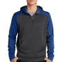 Sport-Tek Mens Tech Moisture Wicking Fleece 1/4 Zip Hooded Sweatshirt Hoodie w/ Patch Pocket - Heather Graphite Grey/True Royal Blue