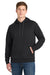 Sport-Tek ST250 Mens Tech Moisture Wicking Fleece Hooded Sweatshirt Hoodie w/ Pouch Pocket Black Model Front