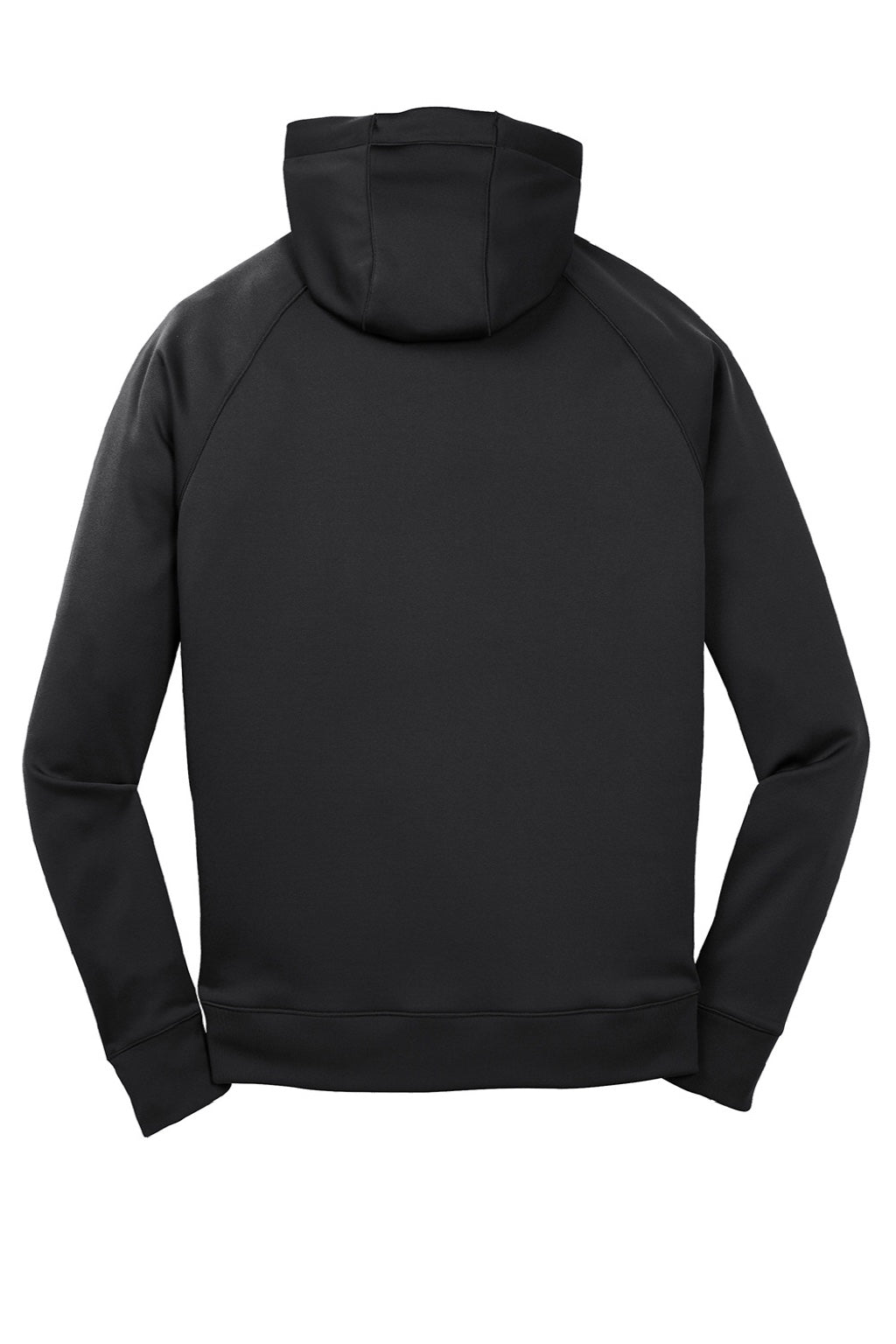Sport-Tek ST250 Mens Tech Moisture Wicking Fleece Hooded Sweatshirt Hoodie w/ Pouch Pocket Black Flat Back