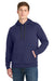 Sport-Tek ST250 Mens Tech Moisture Wicking Fleece Hooded Sweatshirt Hoodie w/ Pouch Pocket True Navy Blue Model Front