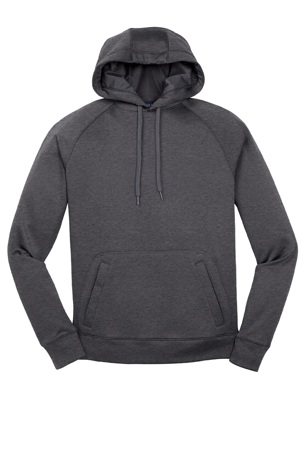 Sport-Tek ST250 Mens Tech Moisture Wicking Fleece Hooded Sweatshirt Hoodie w/ Pouch Pocket Heather Graphite Grey Flat Front