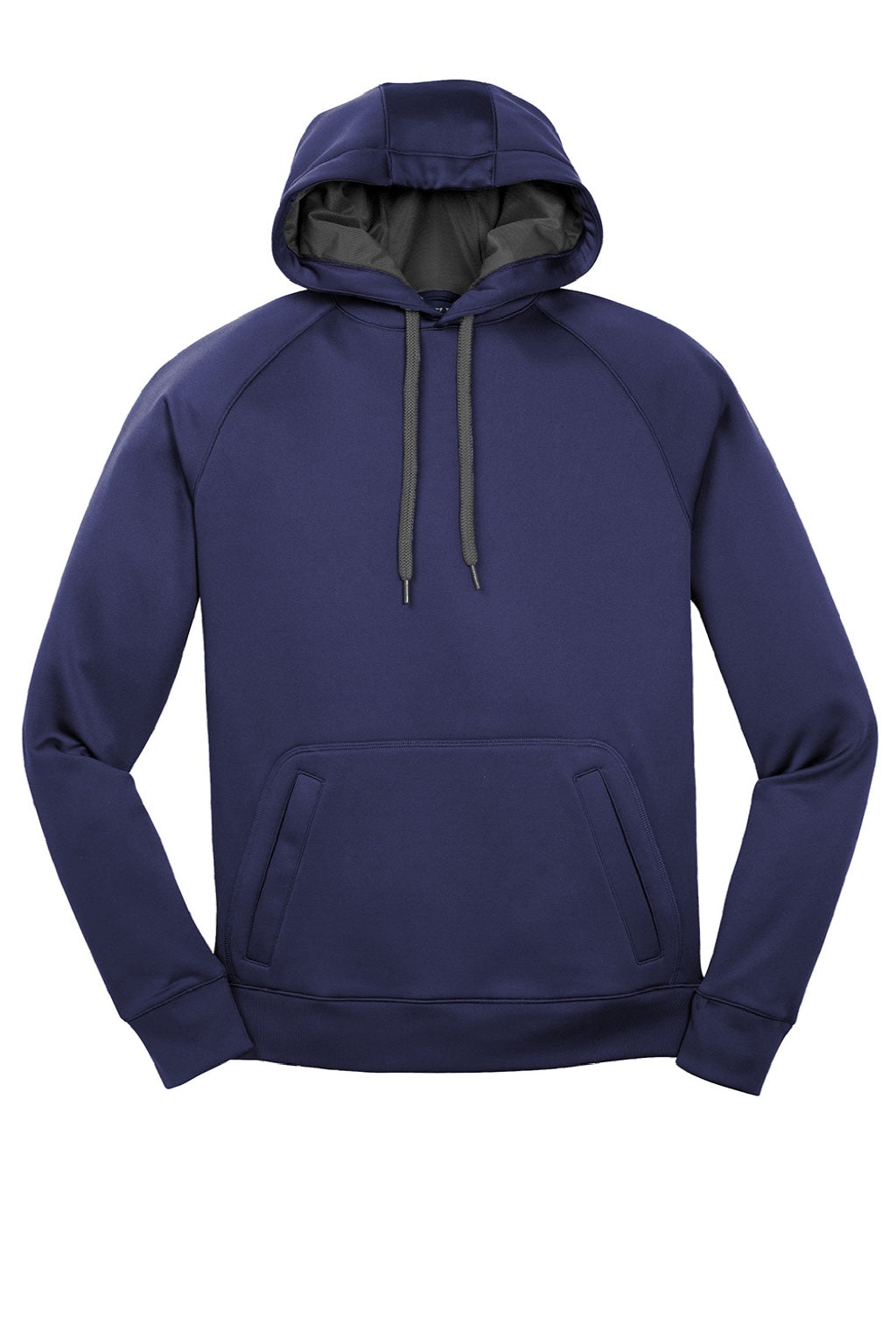 Sport-Tek ST250 Mens Tech Moisture Wicking Fleece Hooded Sweatshirt Hoodie w/ Pouch Pocket True Navy Blue Flat Front