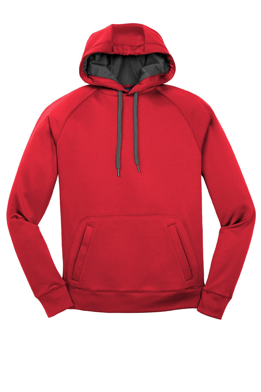Sport-Tek ST250 Mens Tech Moisture Wicking Fleece Hooded Sweatshirt Hoodie w/ Pouch Pocket True Red Flat Front