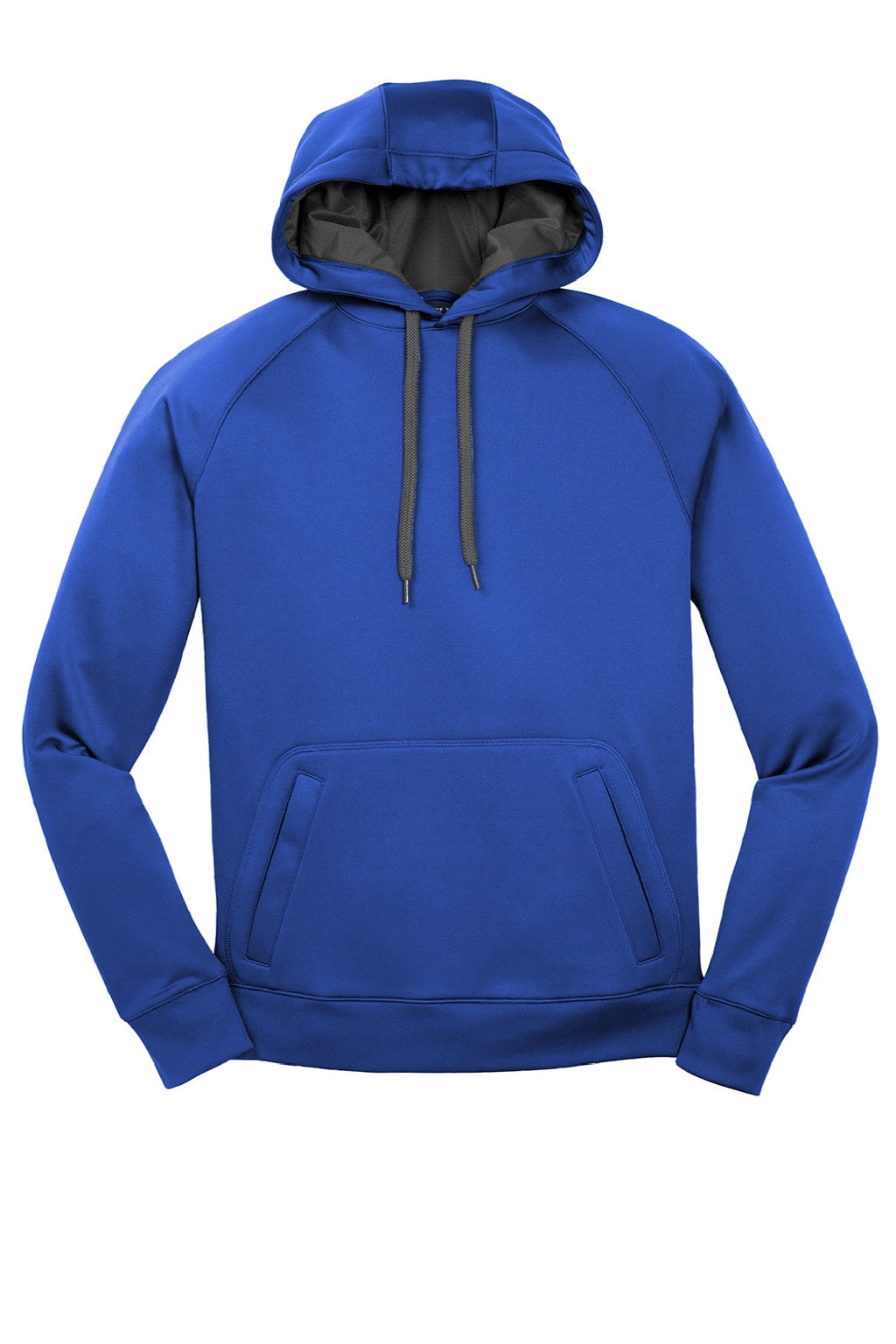 Sport-Tek ST250 Mens Tech Moisture Wicking Fleece Hooded Sweatshirt Hoodie w/ Pouch Pocket True Royal Blue Flat Front