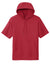 Sport-Tek ST251 Mens Moisture Wicking Fleece Short Sleeve Hooded Sweatshirt Hoodie w/ Pouch Pocket Deep Red Flat Front