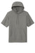 Sport-Tek ST251 Mens Moisture Wicking Fleece Short Sleeve Hooded Sweatshirt Hoodie w/ Pouch Pocket Dark Smoke Grey Flat Front