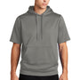 Sport-Tek Mens Moisture Wicking Fleece Short Sleeve Hooded Sweatshirt Hoodie w/ Pouch Pocket - Dark Smoke Grey
