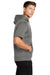 Sport-Tek ST251 Mens Moisture Wicking Fleece Short Sleeve Hooded Sweatshirt Hoodie w/ Pouch Pocket Dark Smoke Grey Model Side