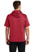 Sport-Tek ST251 Mens Moisture Wicking Fleece Short Sleeve Hooded Sweatshirt Hoodie w/ Pouch Pocket Deep Red Model Back