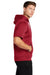 Sport-Tek ST251 Mens Moisture Wicking Fleece Short Sleeve Hooded Sweatshirt Hoodie w/ Pouch Pocket Deep Red Model Side