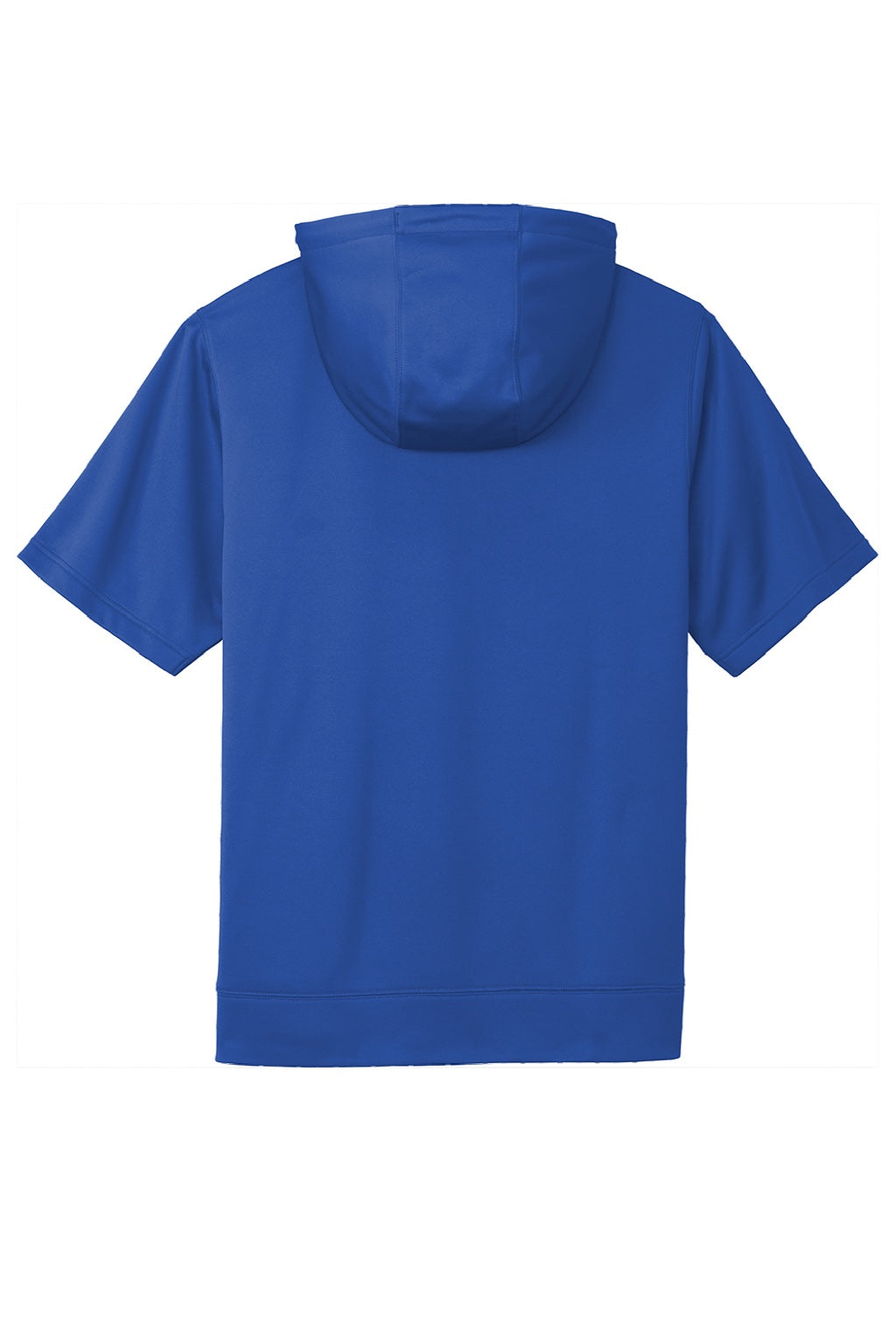 Sport-Tek ST251 Mens Moisture Wicking Fleece Short Sleeve Hooded Sweatshirt Hoodie w/ Pouch Pocket True Royal Blue Flat Back