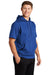 Sport-Tek ST251 Mens Moisture Wicking Fleece Short Sleeve Hooded Sweatshirt Hoodie w/ Pouch Pocket True Royal Blue Model 3q