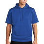 Sport-Tek Mens Moisture Wicking Fleece Short Sleeve Hooded Sweatshirt Hoodie w/ Pouch Pocket - True Royal Blue