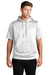 Sport-Tek ST251 Mens Moisture Wicking Fleece Short Sleeve Hooded Sweatshirt Hoodie w/ Pouch Pocket White Model Front