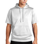 Sport-Tek Mens Moisture Wicking Fleece Short Sleeve Hooded Sweatshirt Hoodie w/ Pouch Pocket - White